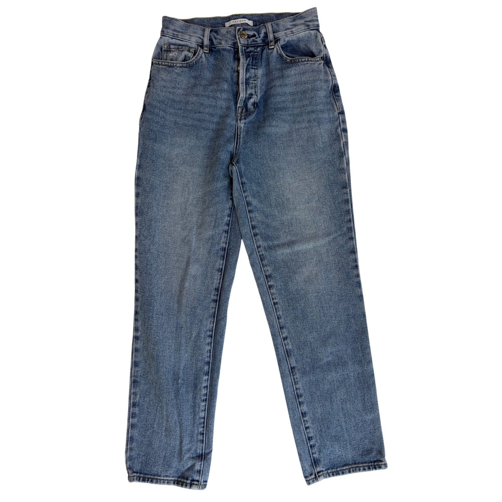 PacSun 100% Cotton High Rise Straight Jeans Womens Blue Distressed Size 25